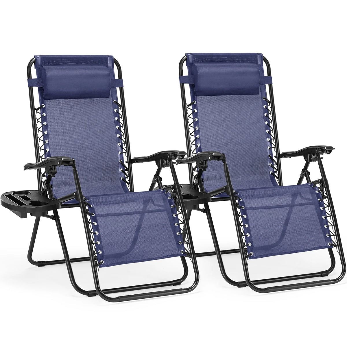 JHK Zero Gravity Portable Recliner Camping Patio Outdoor Garden Lounge Chair with Cup Holder, Trays, Adjustable Pillow