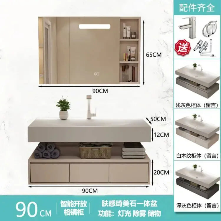 Modern Integrated Bathroom Vanity Washstand Basin, Combined Cabinet