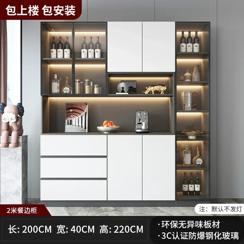 Large Modern Kitchen Pantry with Glass Doors and Drawers, Sideboard Buffet