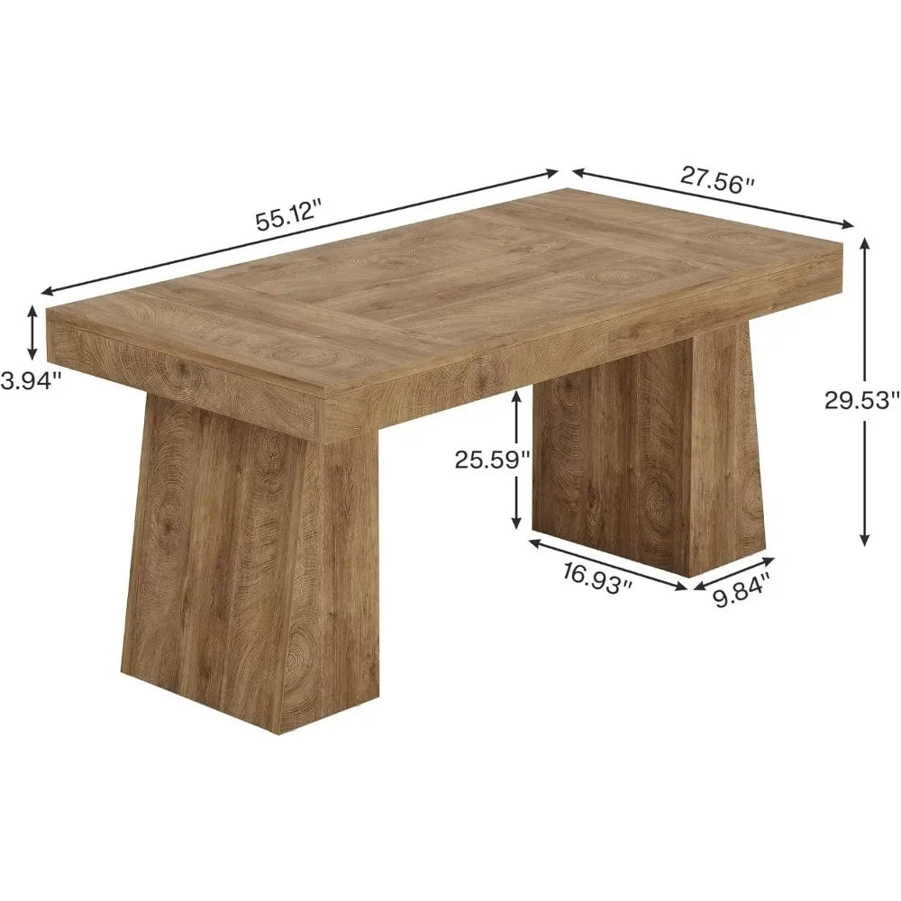 55-Inch Dining Table for 4-6, Rectangular Dining Room Table with Sturdy Legs,
