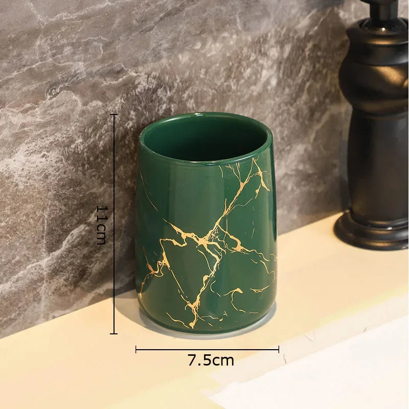 Creative Marble Texture Ceramic  Bathroom Accessories Set