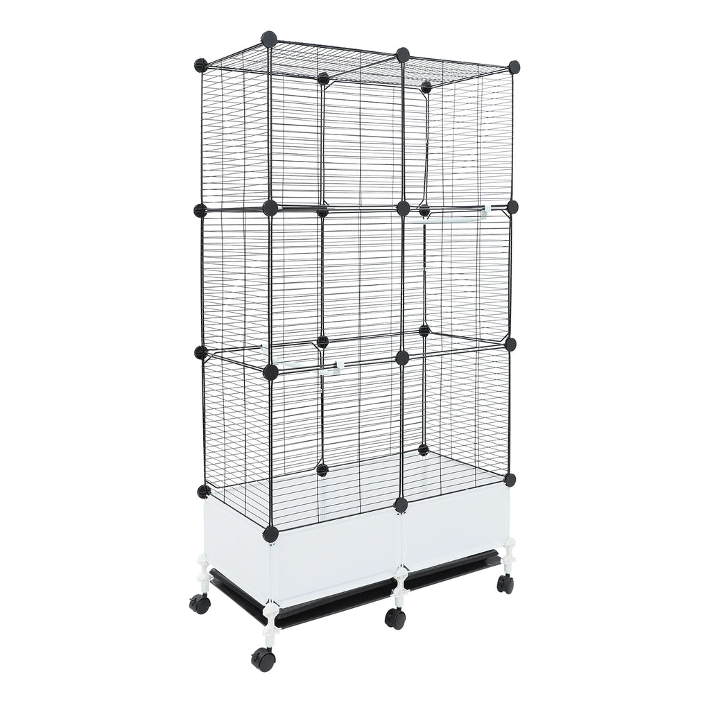 Large Parrot Cage, Standing Bird Cage 29x14x55 Inch, Spacious Birdcage with Splash Guard & 6 Locking Wheels