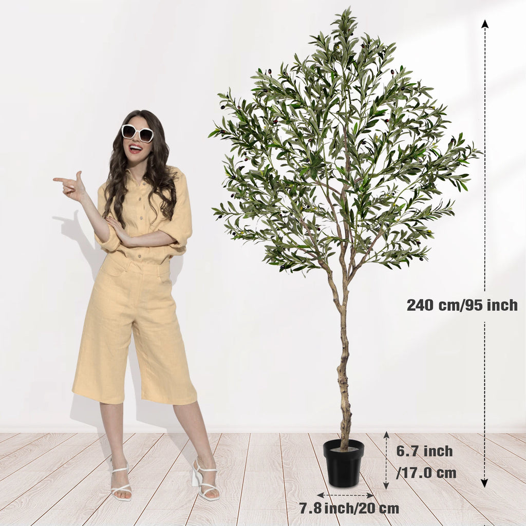 5/6/7/8 Olive Trees Artificial Indoor Faux Olive Tree with Black Pot