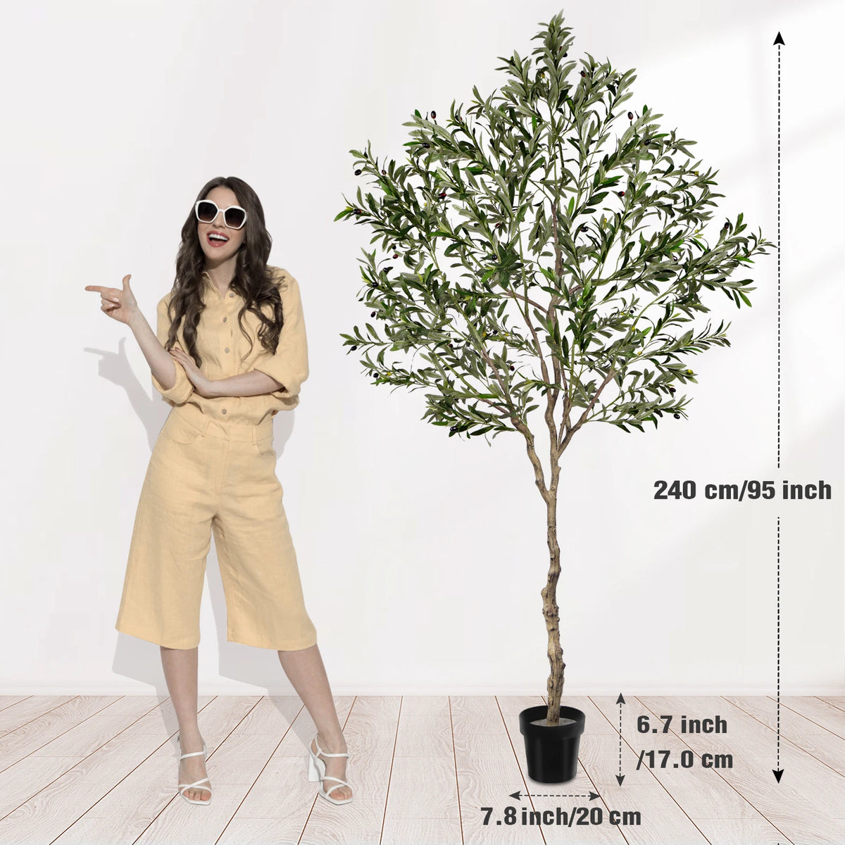 5/6/7/8 Olive Trees Artificial Indoor Faux Olive Tree with Black Pot