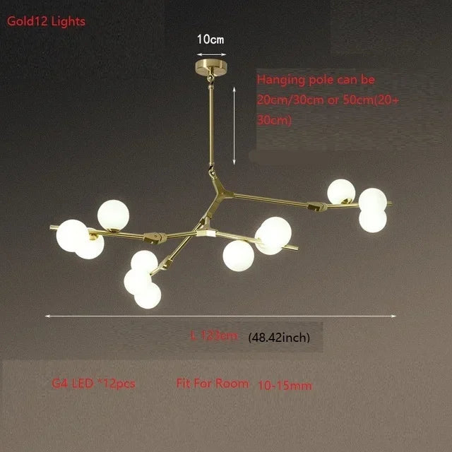 Nordic New Molecular Glass Ball Chandelier