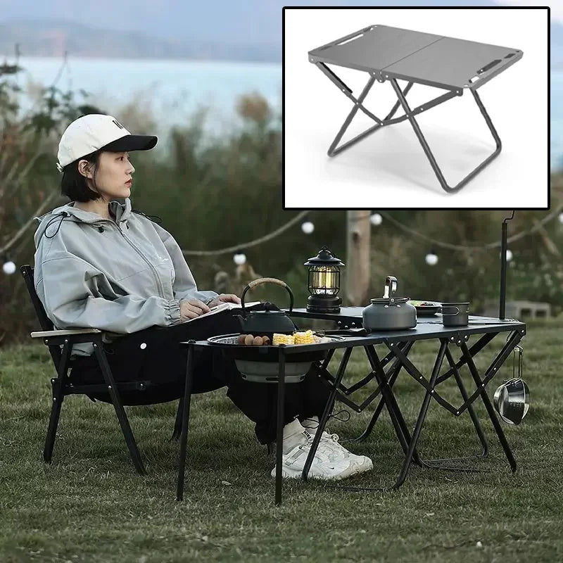 Portable Folding Stainless Steel Camping Table,