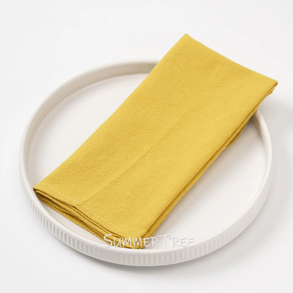 10 Pack 40x40cm Napkins, Washed Cotton Cloth Plain Vintage Style Soft Tea Towels, Place Mats
