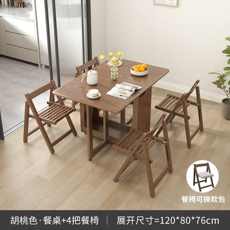 Folding Dining Table Set 6 Chairs, Luxury Modern Space Savers
