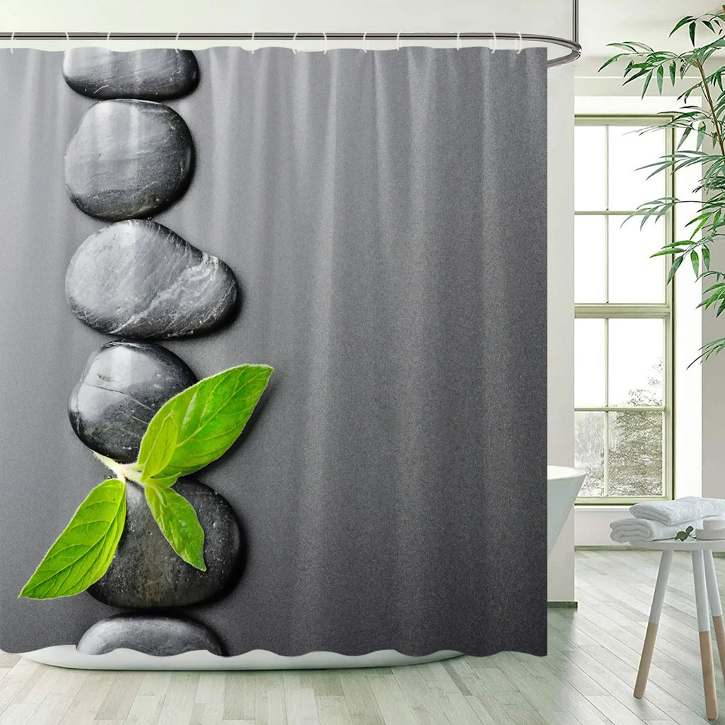 Green Bamboo Zen Shower Curtains Set