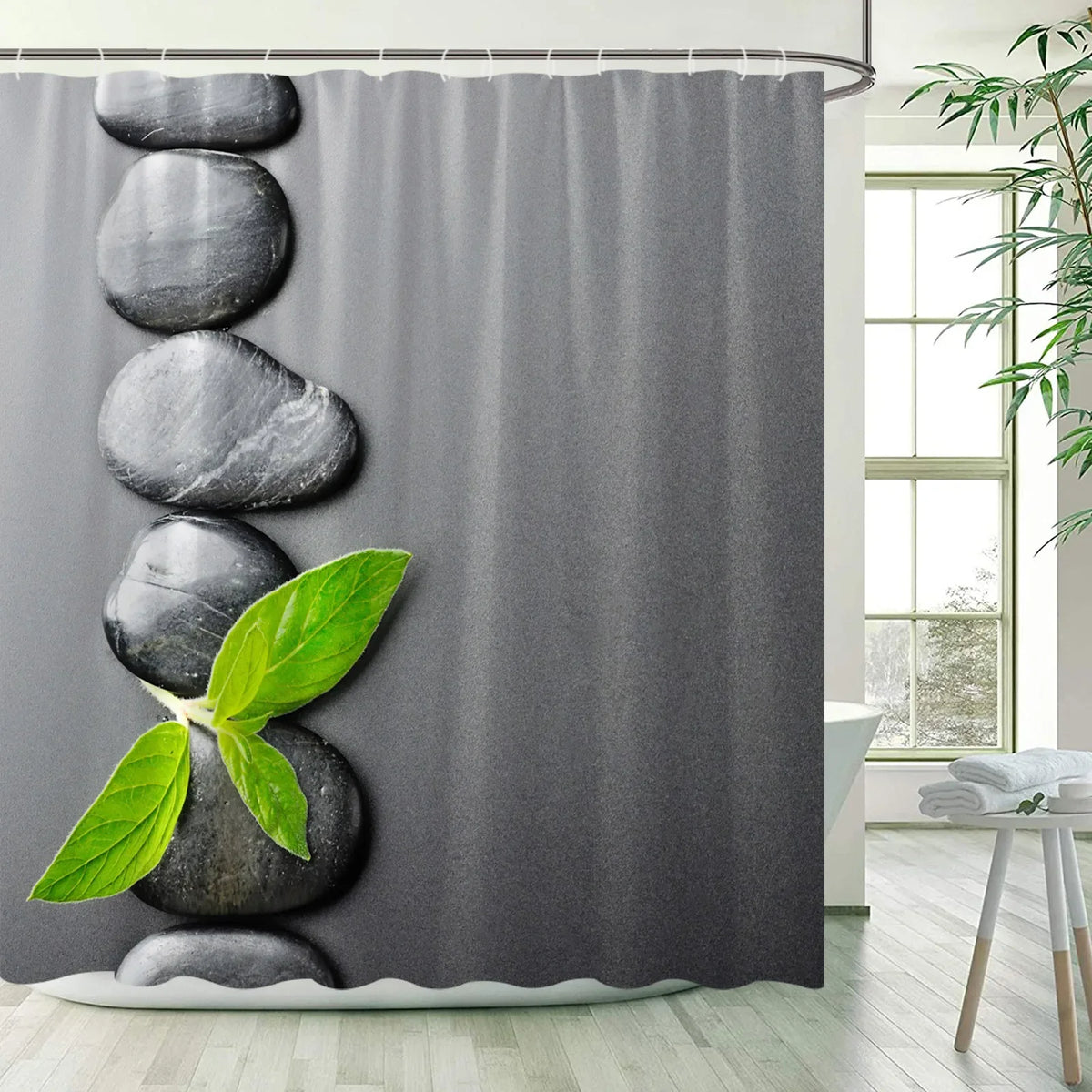 Green Bamboo Zen Shower Curtains Set