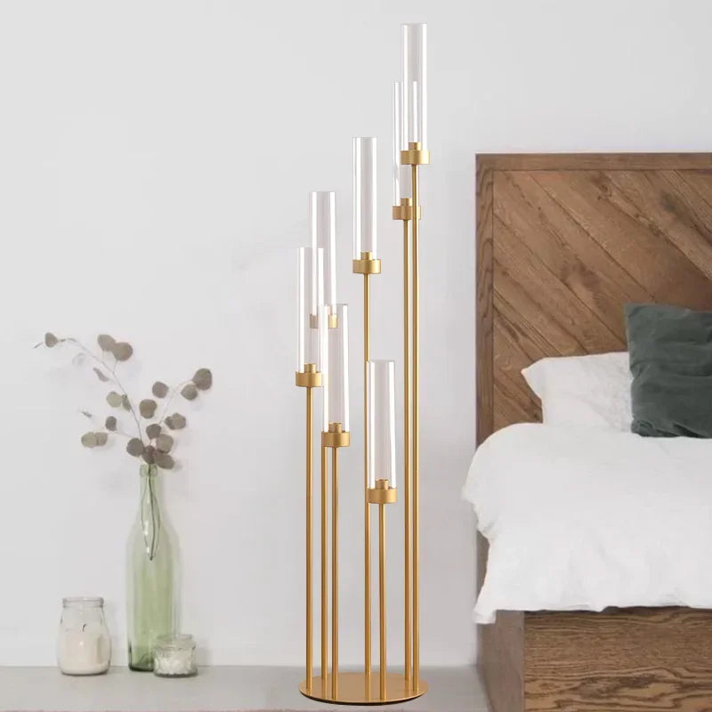 8PCS 7 Arm Floor Candelabra, Gold Candle Holders
