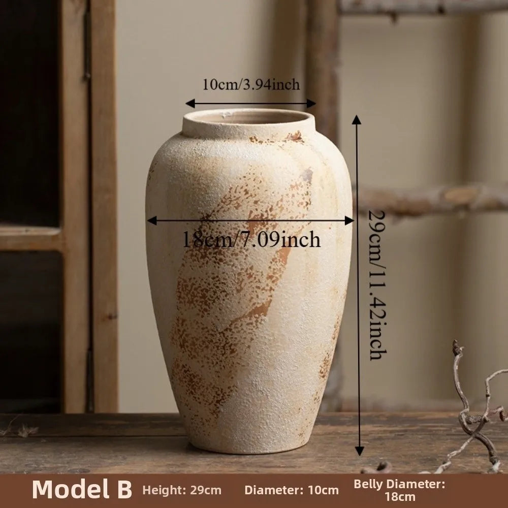 Wabi Sabi Style Ceramic Vase, Decorative Unique Speckled Texture Flower Pot