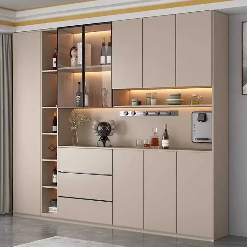 Large Modern Kitchen Pantry with Glass Doors and Drawers, Sideboard Buffet
