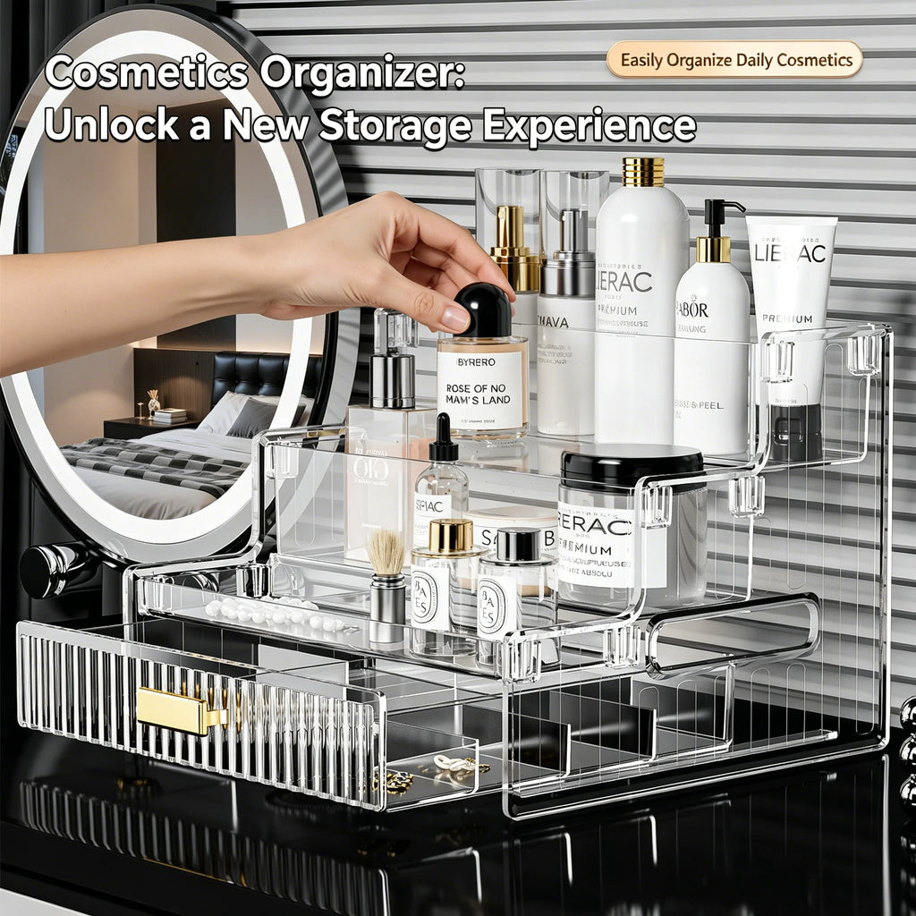 Light Luxury Vanity Cosmetics Bathroom Organizer Shelf