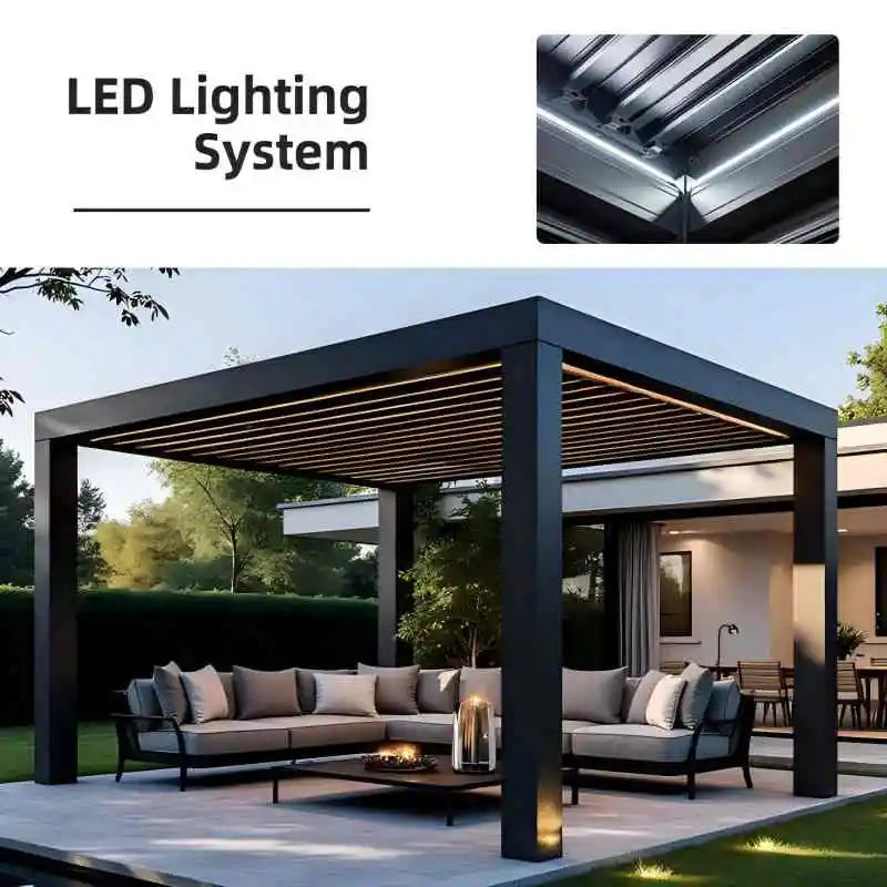 Any Size Custom Aluminum Alloy Pergola LED Light Waterproof Weather Resistant Outdoor Patio Backyard Pool Garden UV Easy Clean