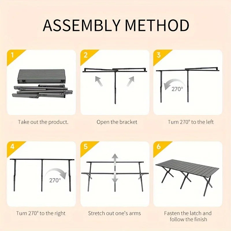 Folding Picnic Table,Portable 4ft Roll-Up Camping Table Egg Roll Table with Storage Bag for 4-6 People, Low Foldable Long Table
