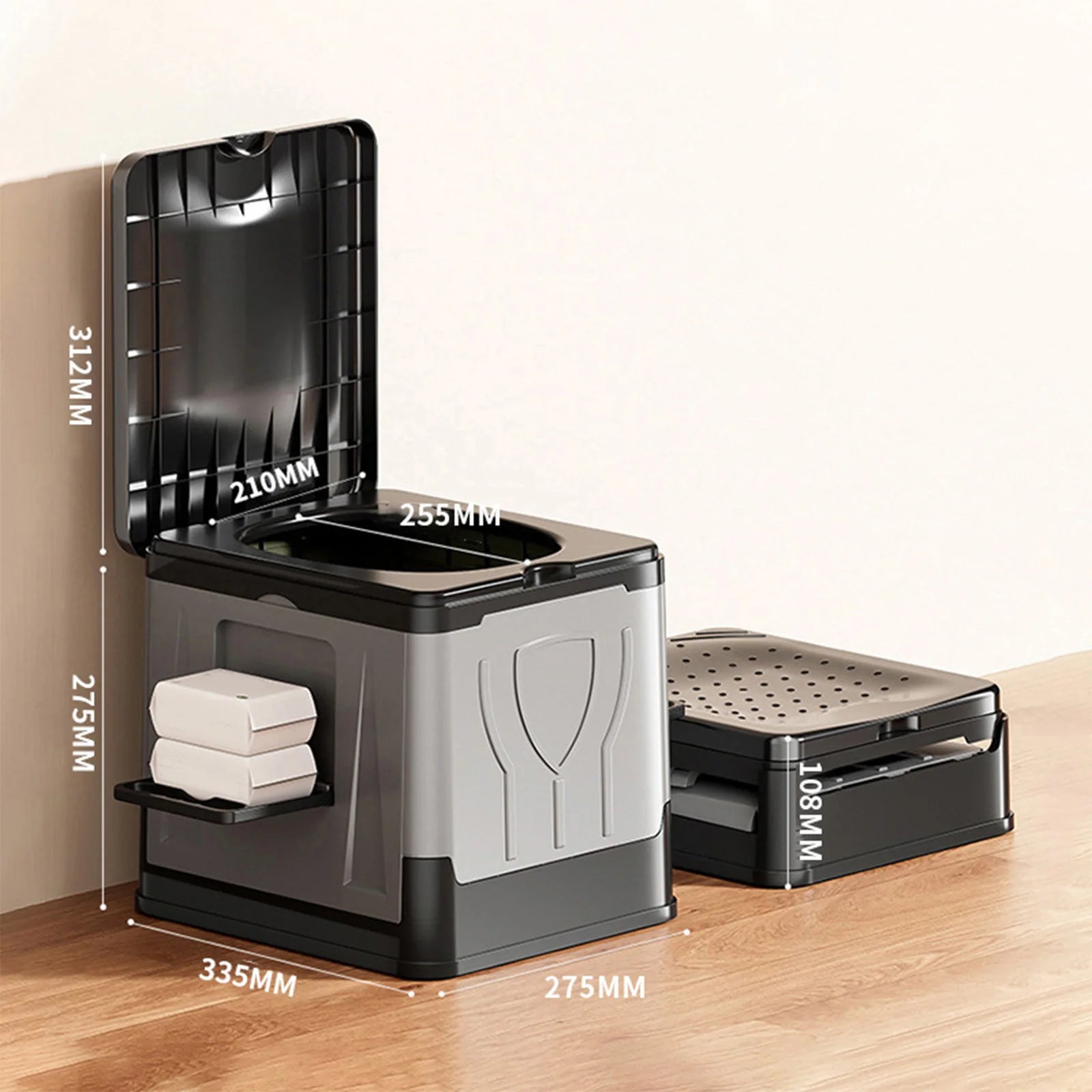 Folding Collapsible Toilet with Paper Holder & Lid Portable Potty Reusable for Camping Travel Outdoor Car RV & Emergency Use