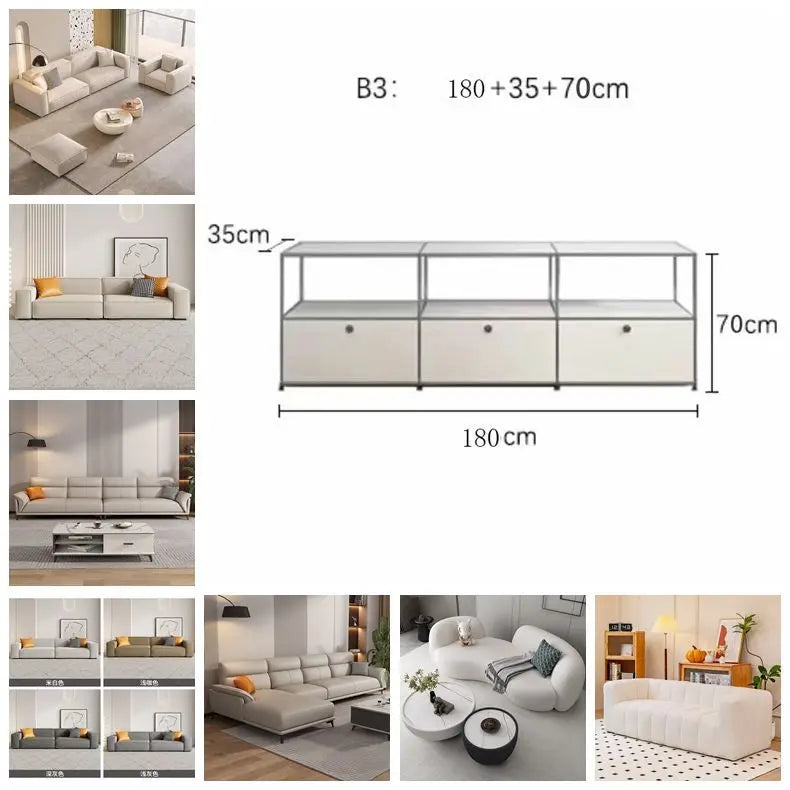 Modern Living Room Cabinet Modular Sideboard Storage Cabinets Combination TV Stand for Customizable Steel Frame Wood  Furniture