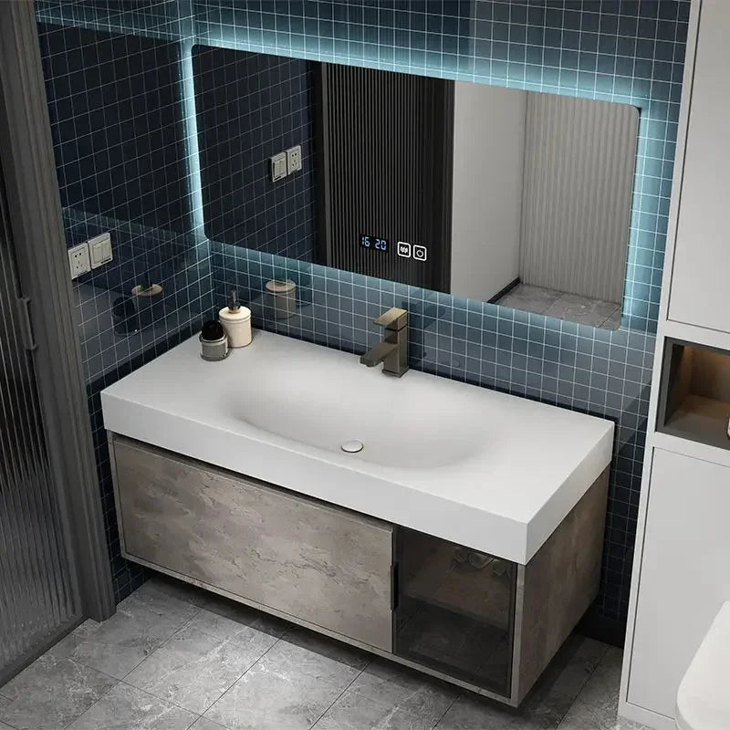 Modern Bathroom Cabinet, Smart Mirror, Integrated Washbasin Bathroom Vanity Cabinets with Sink