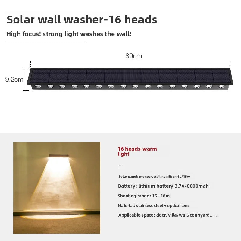Outdoor Solar Wall Washing Lights For The Courtyard For The Gates And Pillars Of The Villa On The Corners And Corners Of The Wal