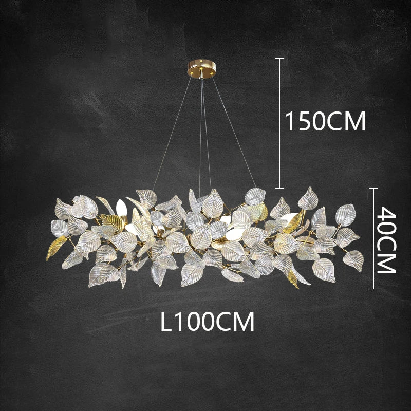 Luxury Ginkgo LED Chandelier Postmodern Glass Pendant Lamp