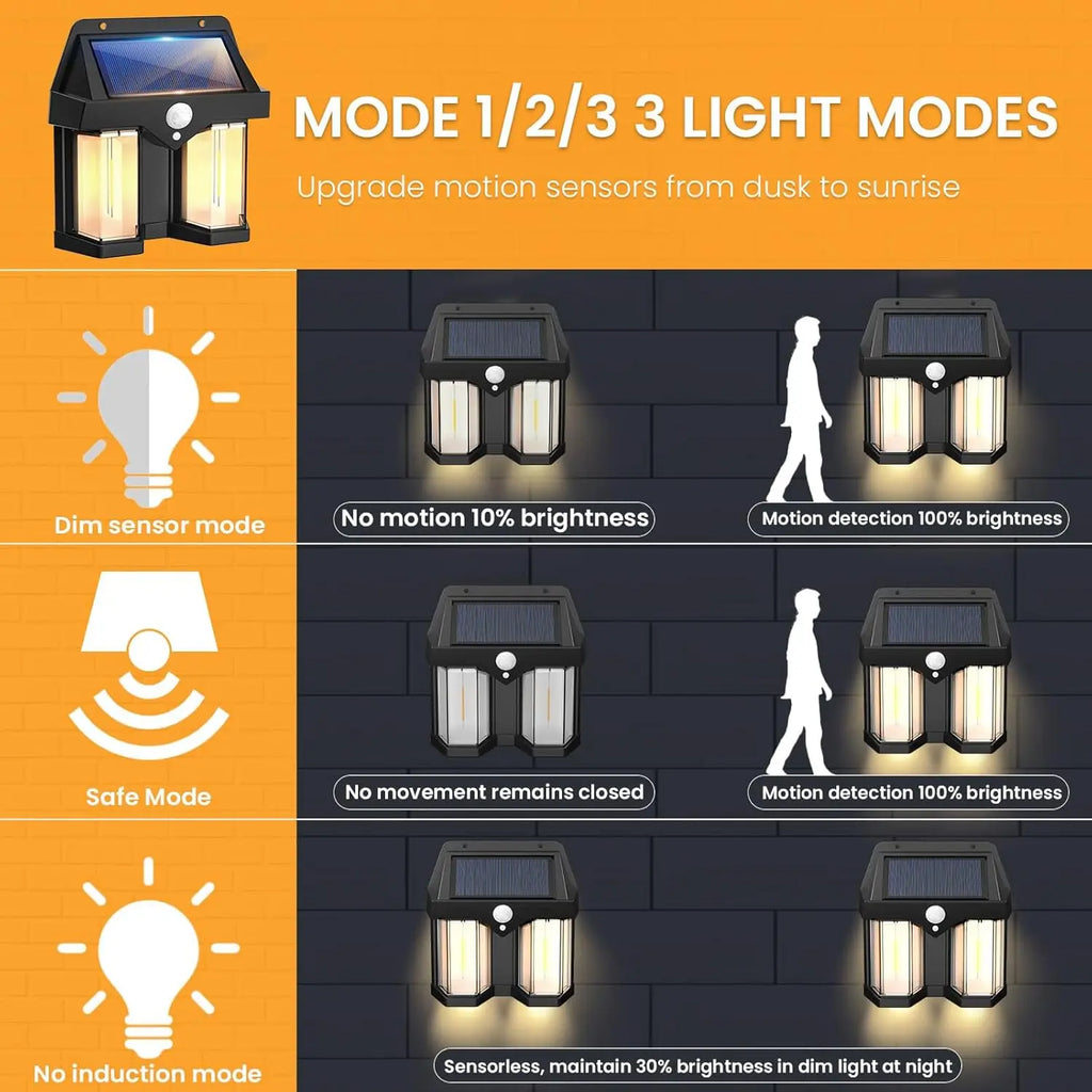 Solar Wall Lamp Outdoor 1/2 PCS Motion Sensor 3 Modes