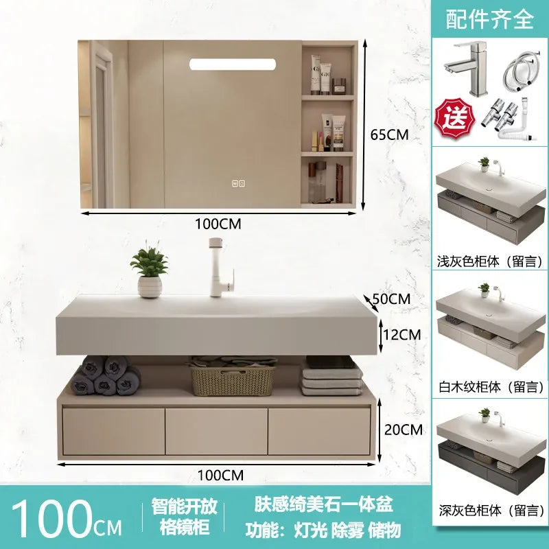 Modern Integrated Bathroom Vanity Washstand Basin, Combined Cabinet