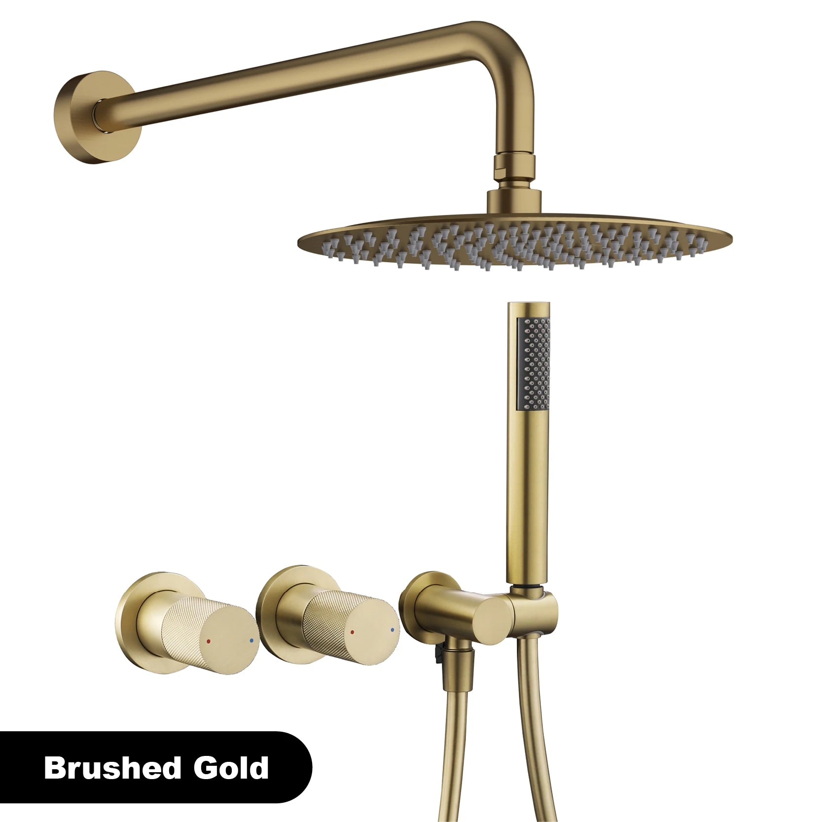 Luxury brass wall mounted shower system, embedded design with dual control hot and cold-water bathroom faucet, 48 variants