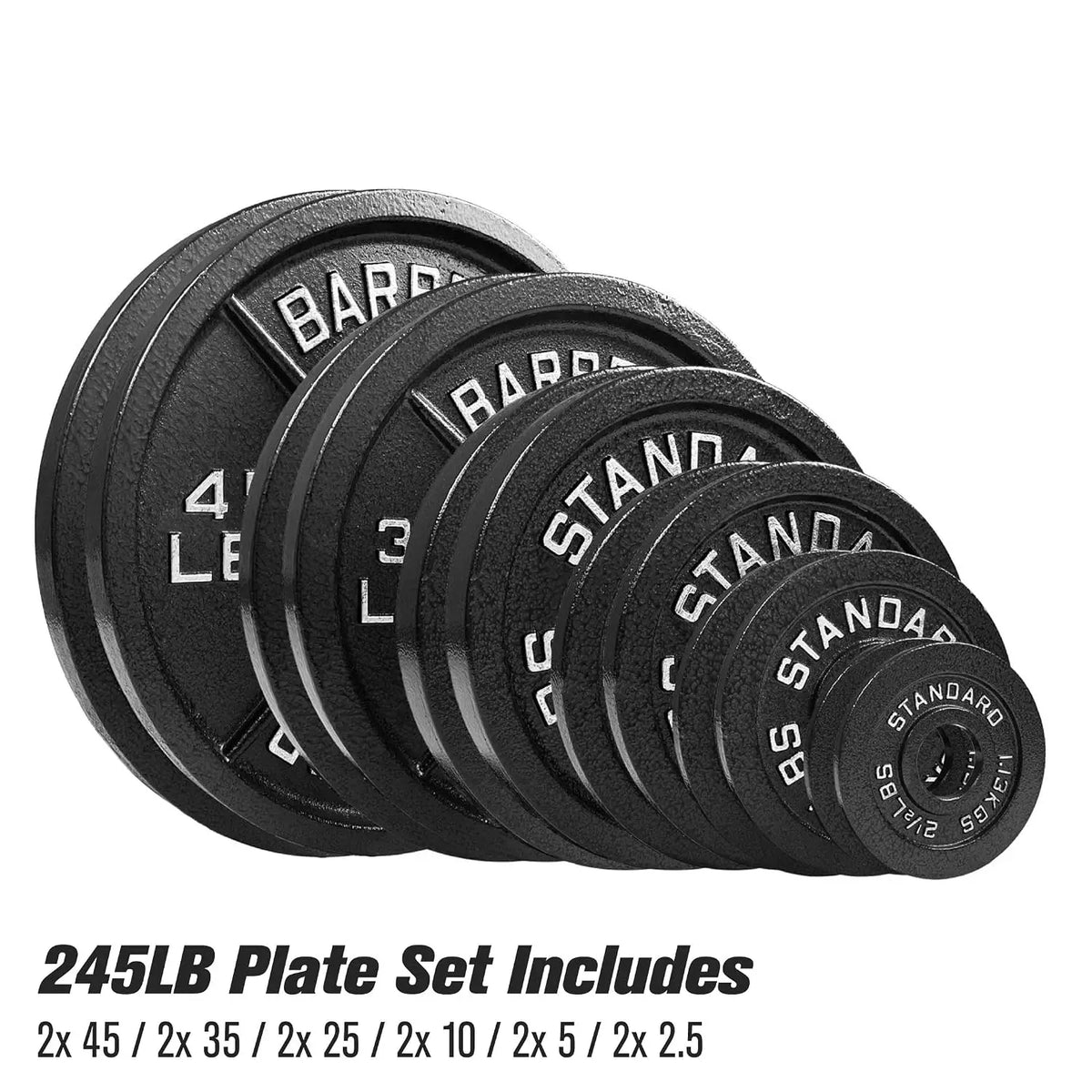 Steel Olympic Weight Plates, 245lb Set