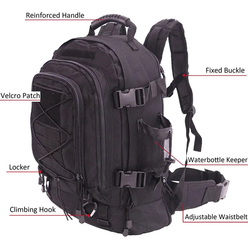 60L Military Tactical Backpack, Army Molle Assault Rucksack