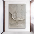 Gray Abstract Wall Art On Canvas Handpainted Brown And White Thick Oil Painting