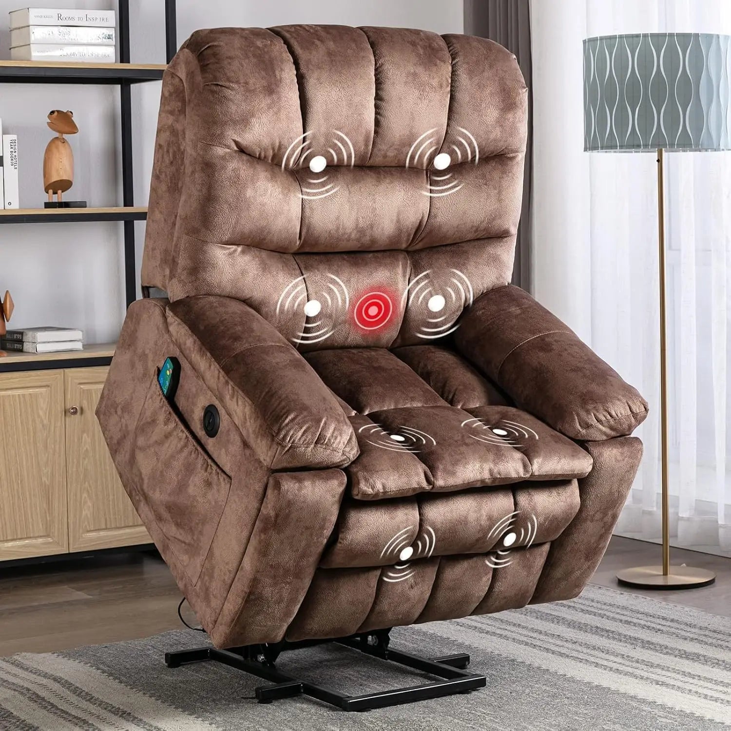 Large Power Lift Recliner Chairs with Massage and Heat for Elderly,