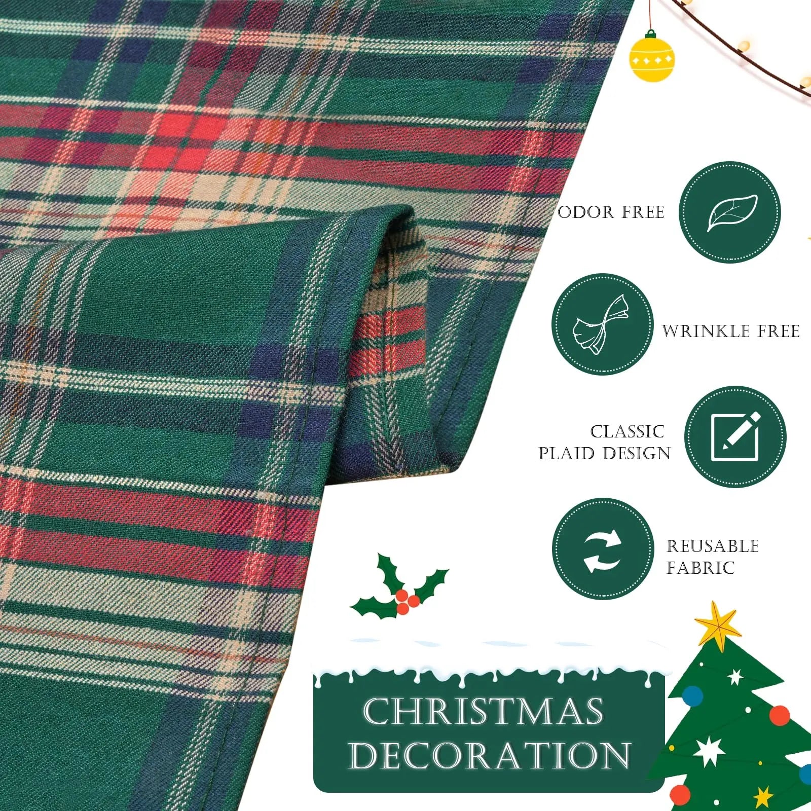 Christmas Table Runner Red Scottish Tartan Plaid Napkins Christmas Decorations For Home Festival Gifts New Year Party Placemat