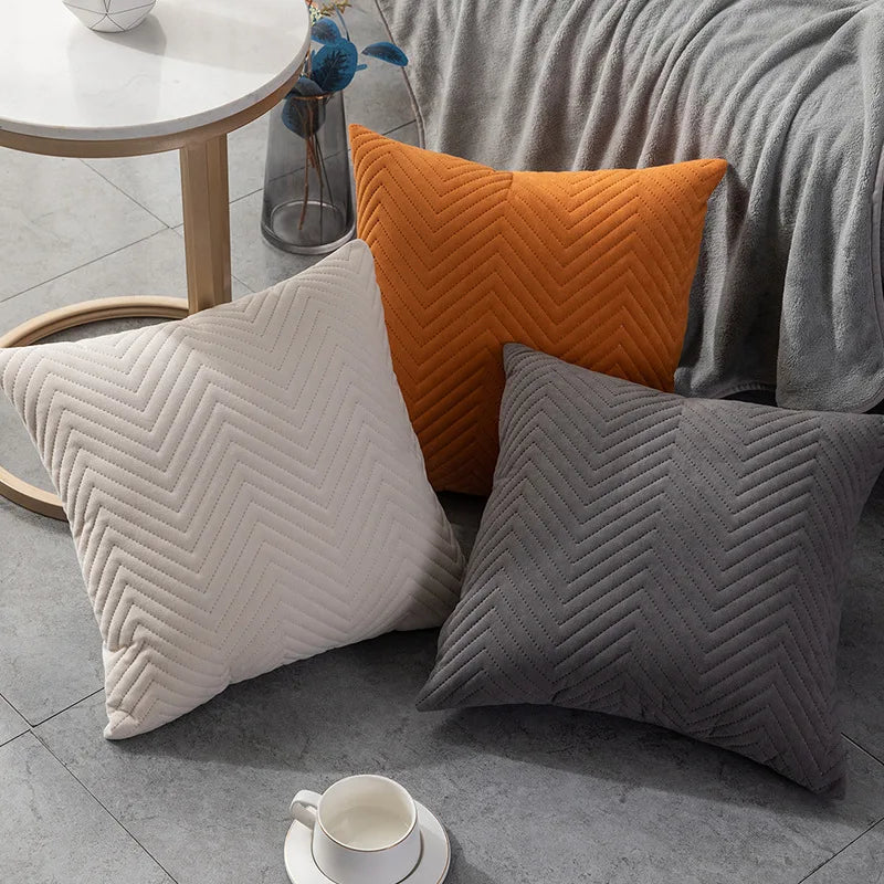 Quilted Velvet Pillowcase Throw Pillow Covers 45x45cm