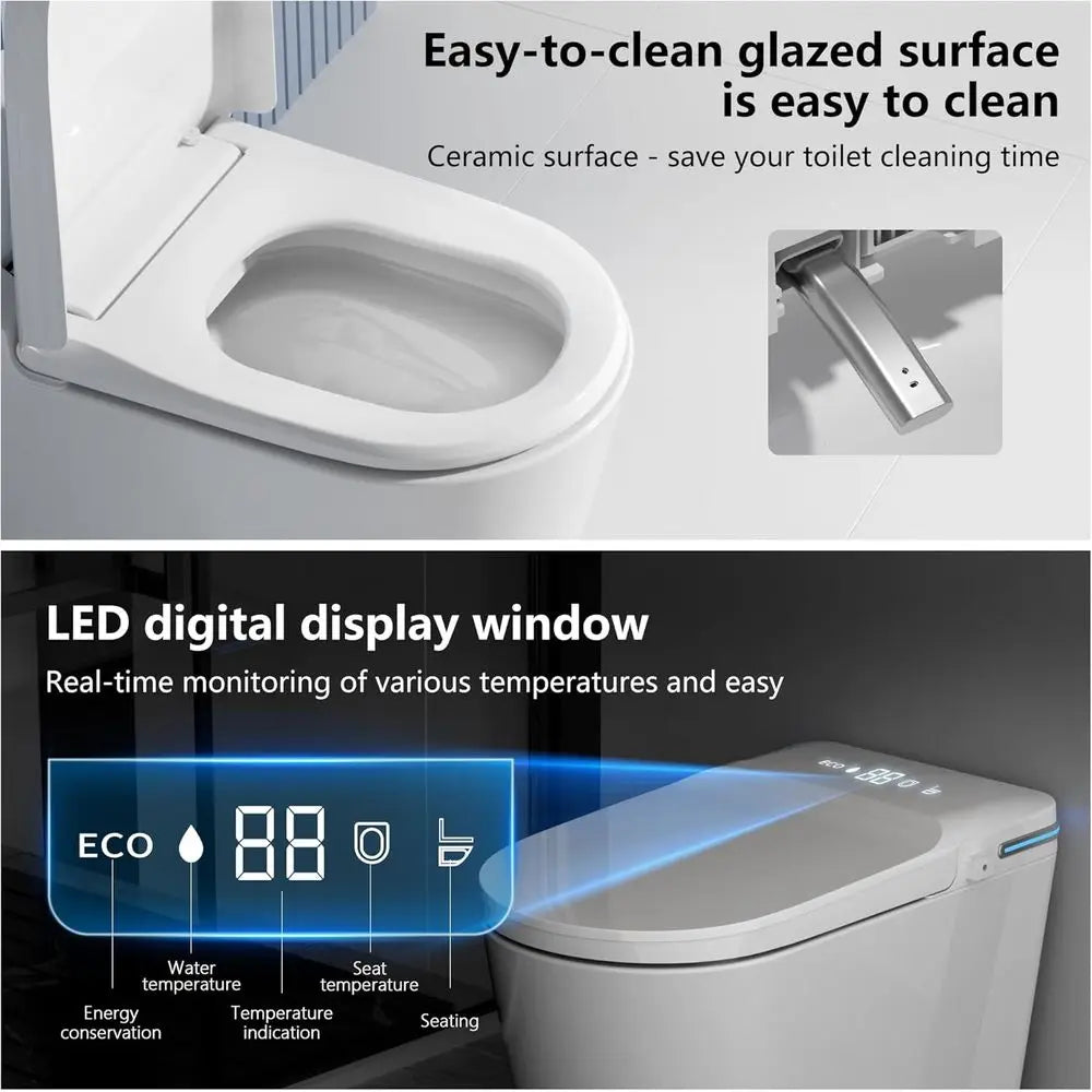Luxury Smart Toilet Built In, Bidet with Heated Seat,Warm Water Sprayer & Dryer,
