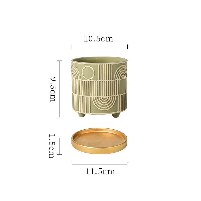 Simple Cylindrical Ceramic Flower Pot,, Succulent Plant Potted Garden Decoration