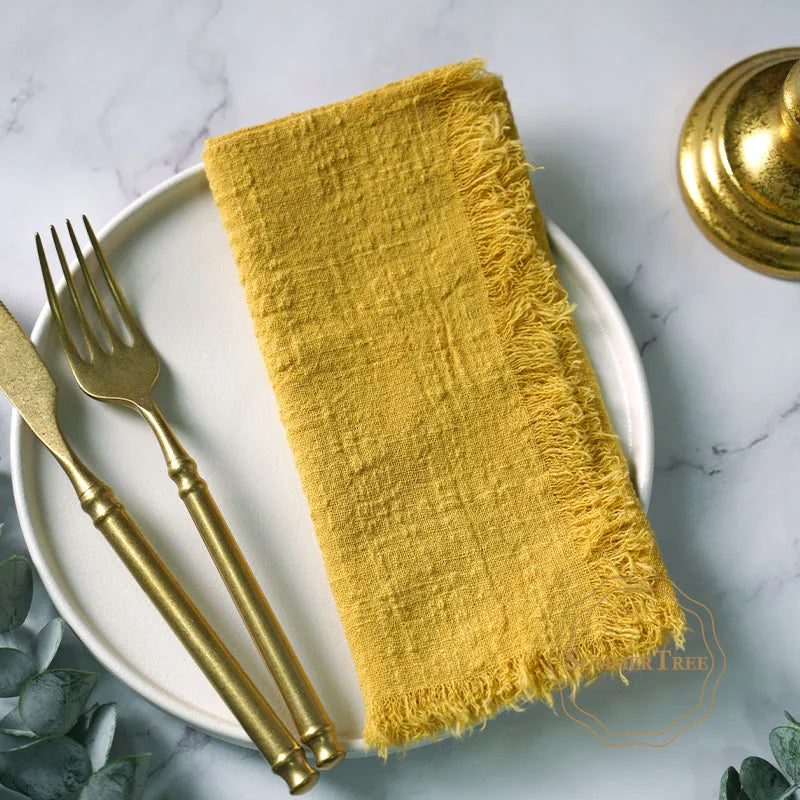 12PCS Napkins 41x41cm Cotton Cloth Gauze Retro Burr Rustic Linen Napkin