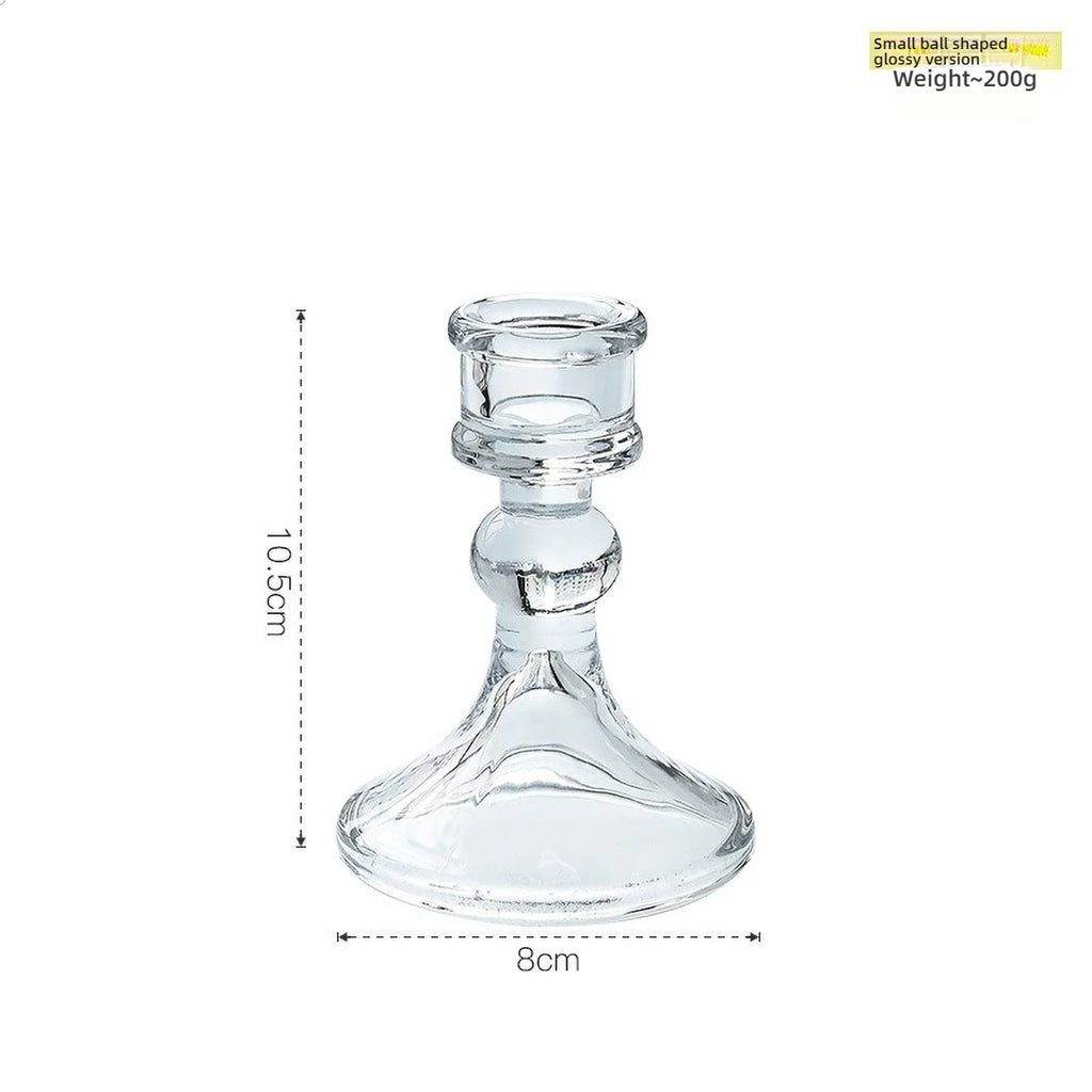 Glass Candle Wick Holder Clear Pillar Table Design Candlestick for Dining Decor