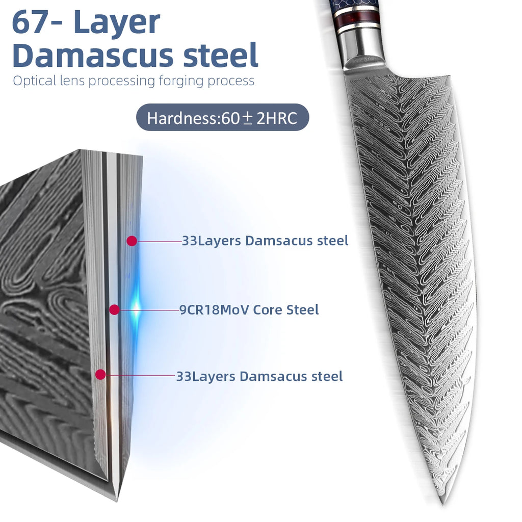 MYVIT Professional kitchen knives 67 Layers Damascus Steel Knife Set 4-8 inch knive Japanese Chef Knifes durable and sharp