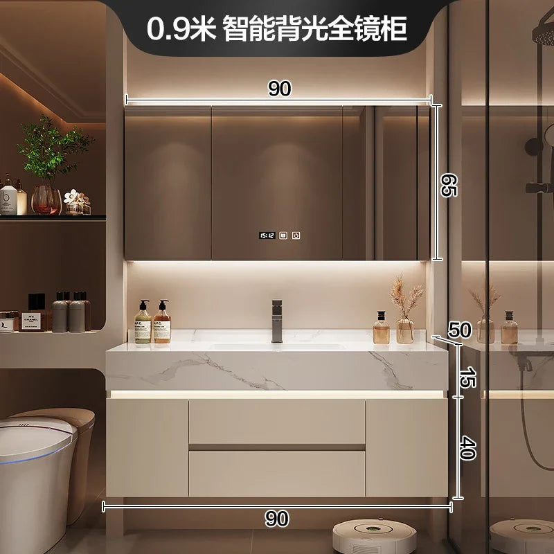 Luxury Bathroom Vanity Cabinet with Storage, Mirror, Wall Shelves