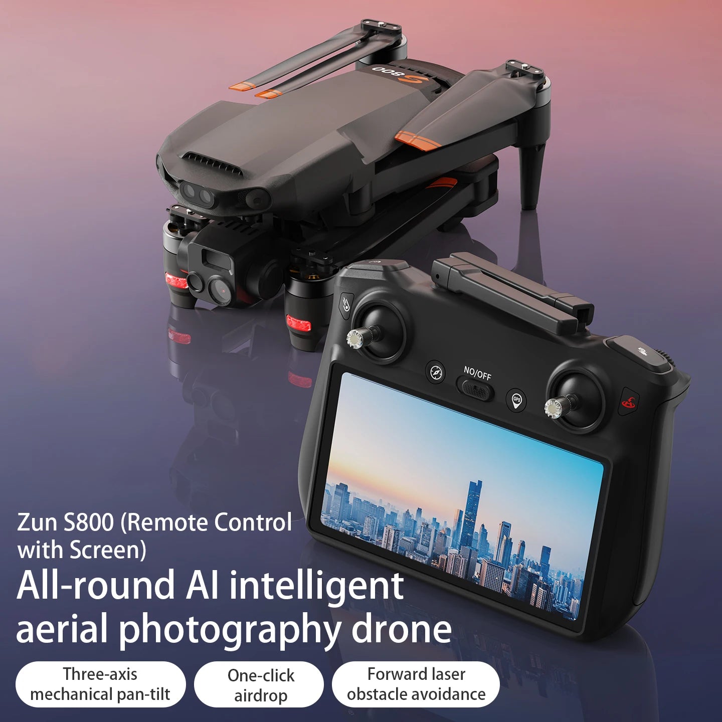 S800 4K GPS Drone 7.2" HD Screen Controller 50 Min Flight Time 6KM Long Range 3-Axis Gimbal Follow Me Perfect Travel Vlogging