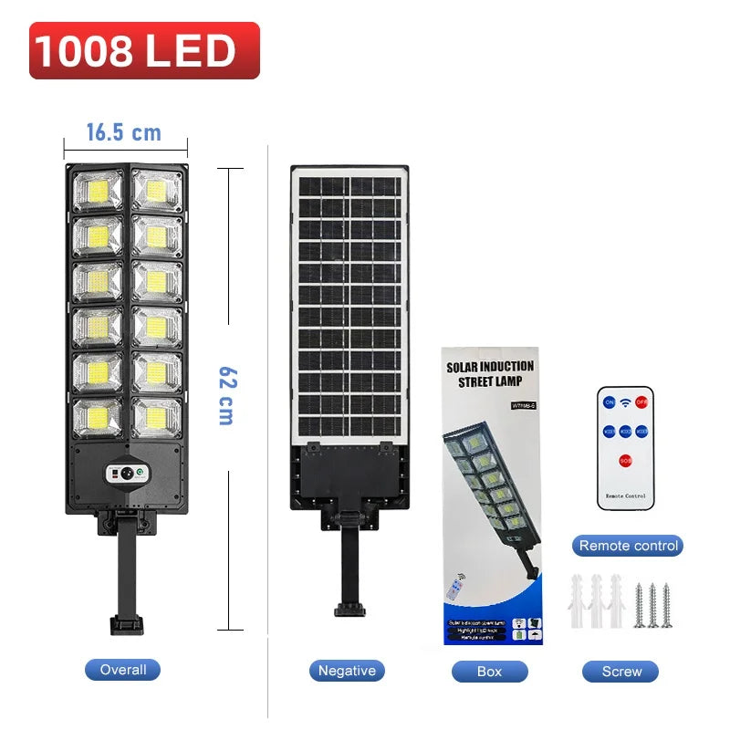 Super Bright 1008 LED Solar Lights Outdoor Street Lamp, 3 modes With Smart Motion Sensor