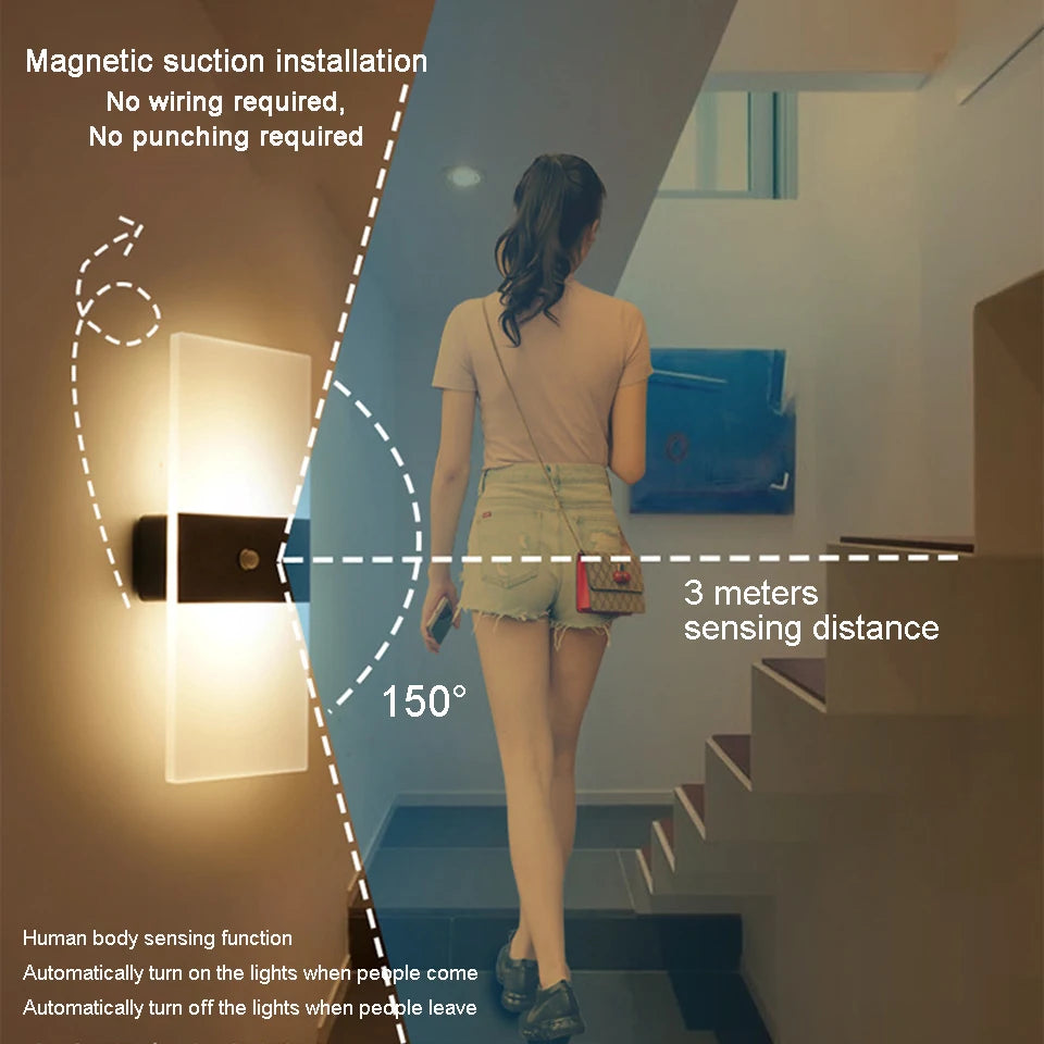 USB Recharge Touch Motion Sensor Switch Indoor Acrylic Night Lights