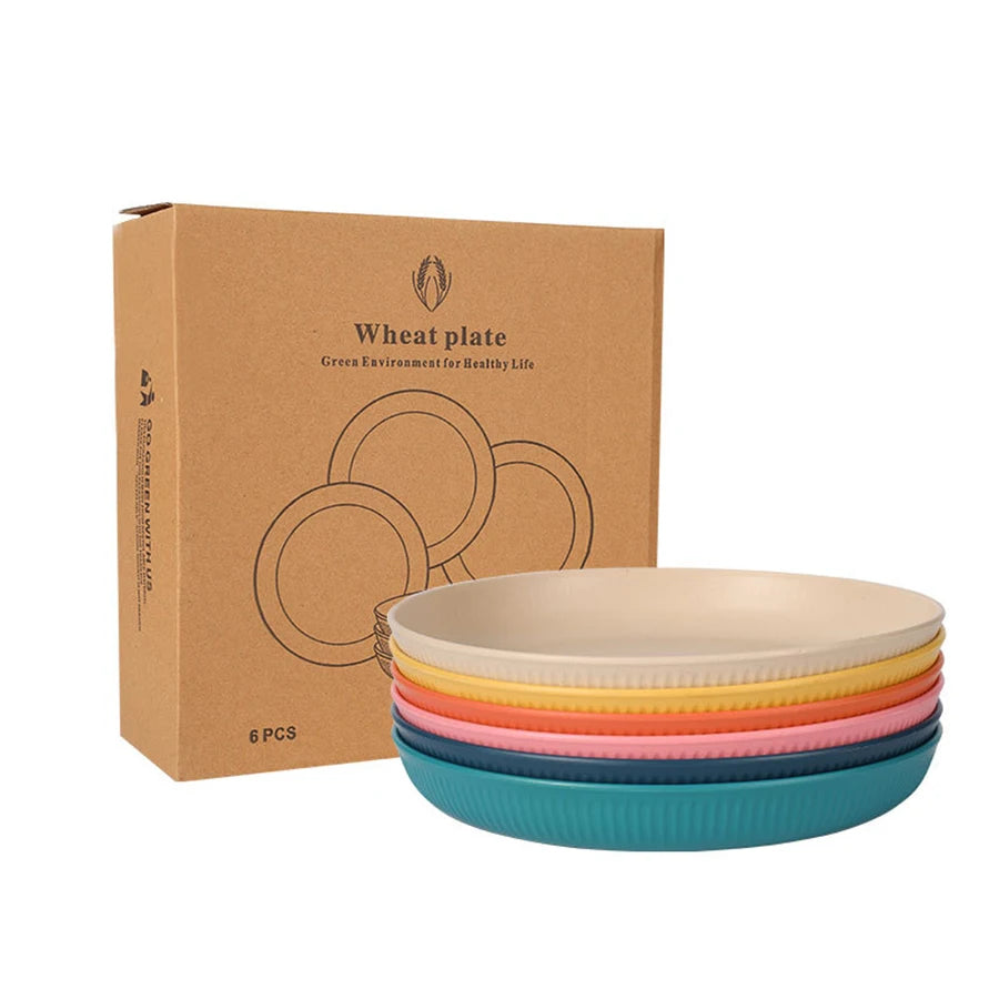Wheat Straw Dinnerware Set Eco-friendly Safety Plates Cups Bowels, Tableware Set for Outdoor Camping
