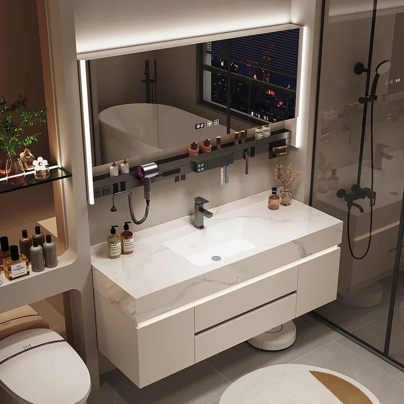 Luxury Bathroom Vanity Cabinet with Storage, Mirror, Wall Shelves