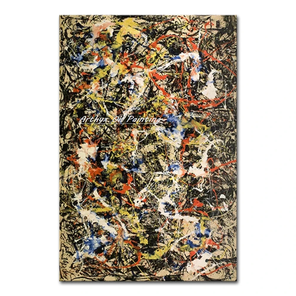 Arthyx,Hand Painted Copy Jackson Pollock Style Oil Painting on Canvas