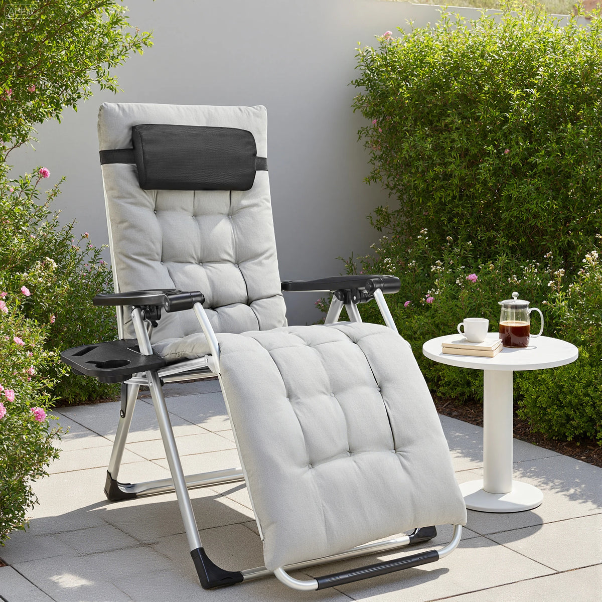 JHK Zero Gravity Portable Recliner Camping Patio Outdoor Garden Lounge Chair with Cup Holder, Trays, Adjustable Pillow