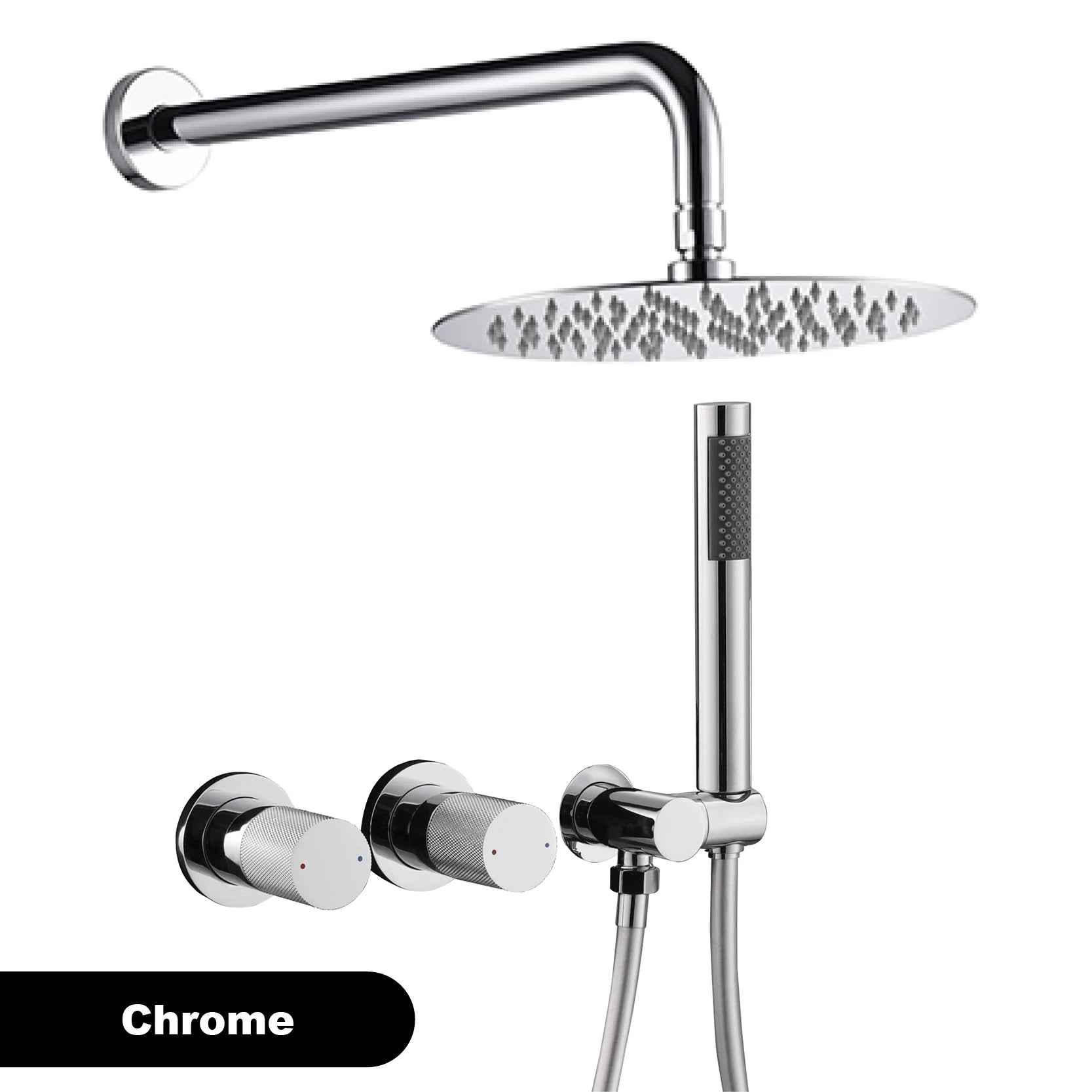 Luxury brass wall mounted shower system, embedded design with dual control hot and cold-water bathroom faucet, 48 variants