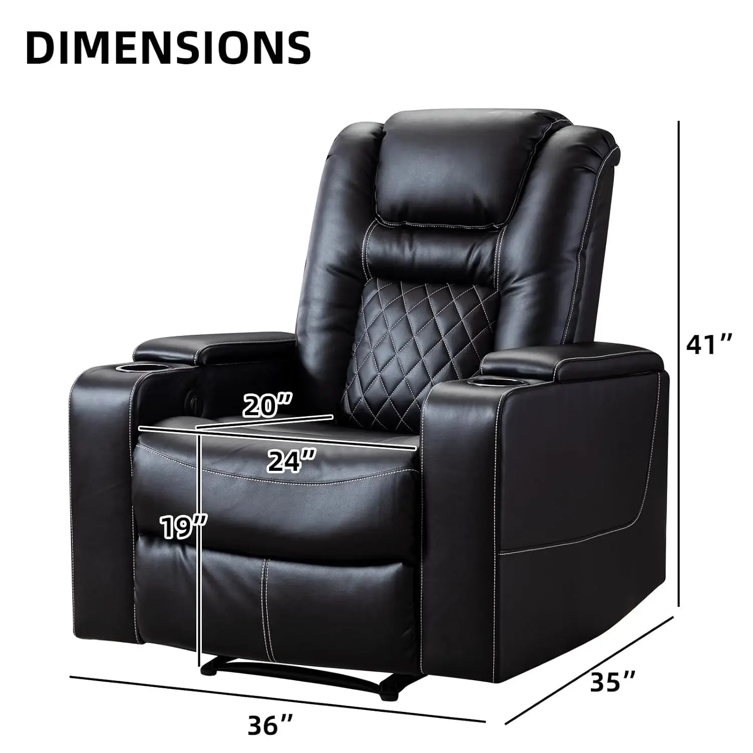 Electric Power Recliner Chair with USB Ports and Cup Holders, Breathable Leather Home Theater Seating,