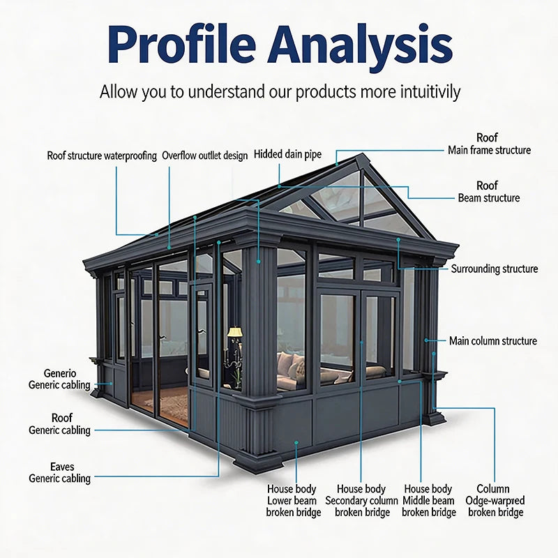 Aluminum Alloy Solarium with Laminated Safety Glass, Customizable Terrace Enclosure